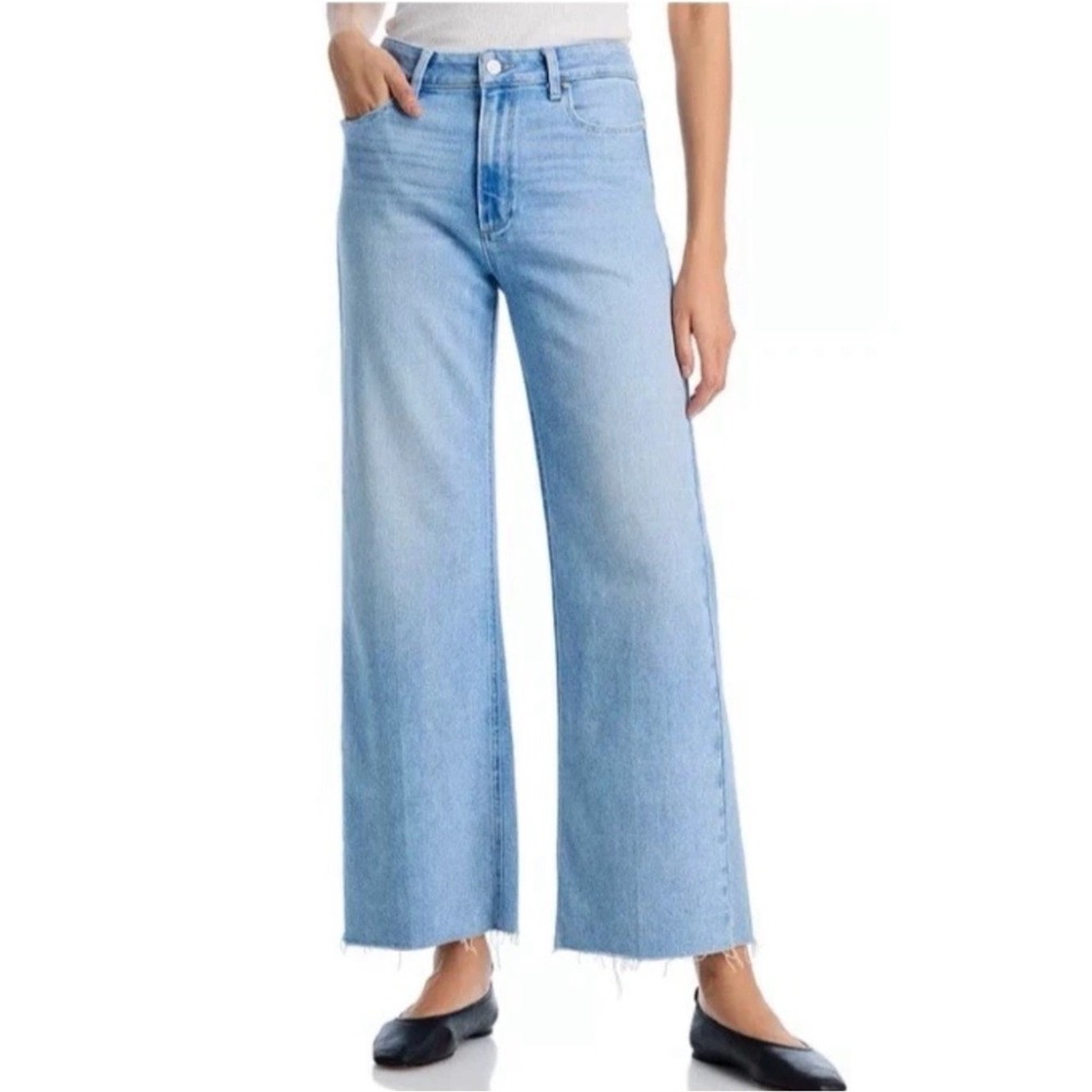 Paige Anessa Wide Leg‎ Ankle Raw Hem Jeans Size 30